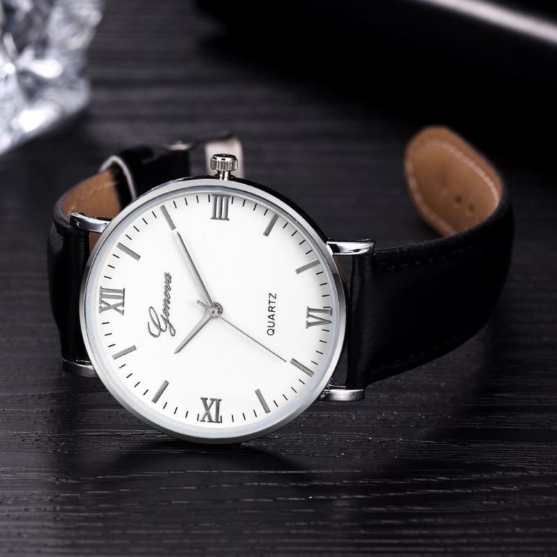 Enkel Urtavla Design Läderrem Casual Style Mode Män Watch Quartz Watch