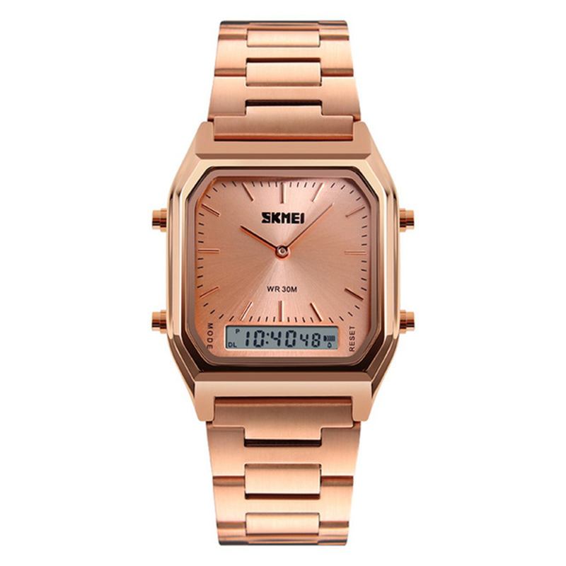 Fodral 30m Vattentät Lysande Business Klassisk Quartz Digital Dual Display Watch