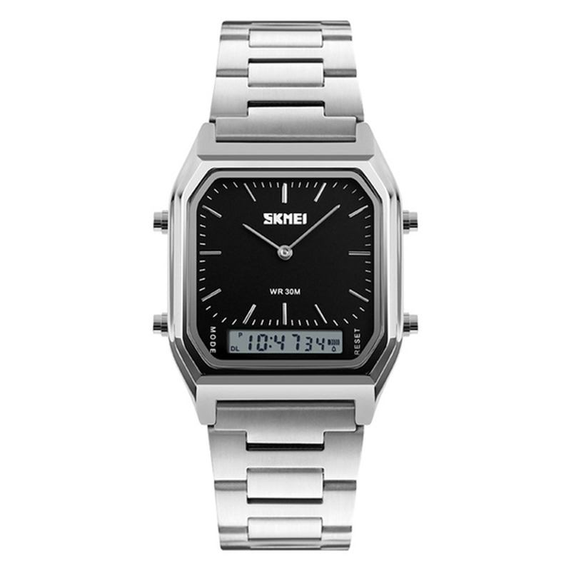 Fodral 30m Vattentät Lysande Business Klassisk Quartz Digital Dual Display Watch