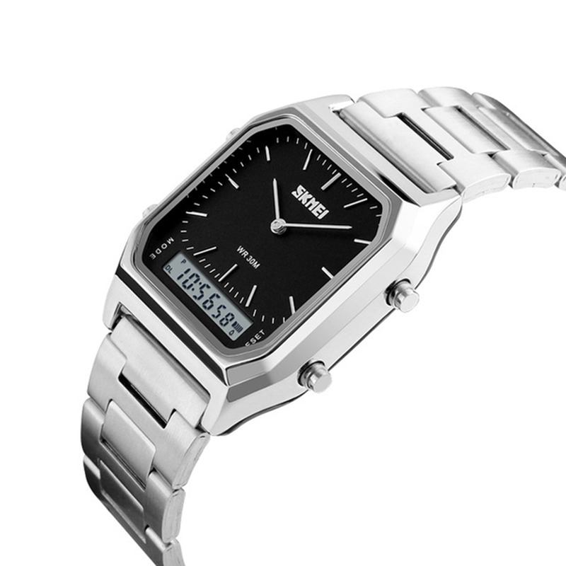 Fodral 30m Vattentät Lysande Business Klassisk Quartz Digital Dual Display Watch