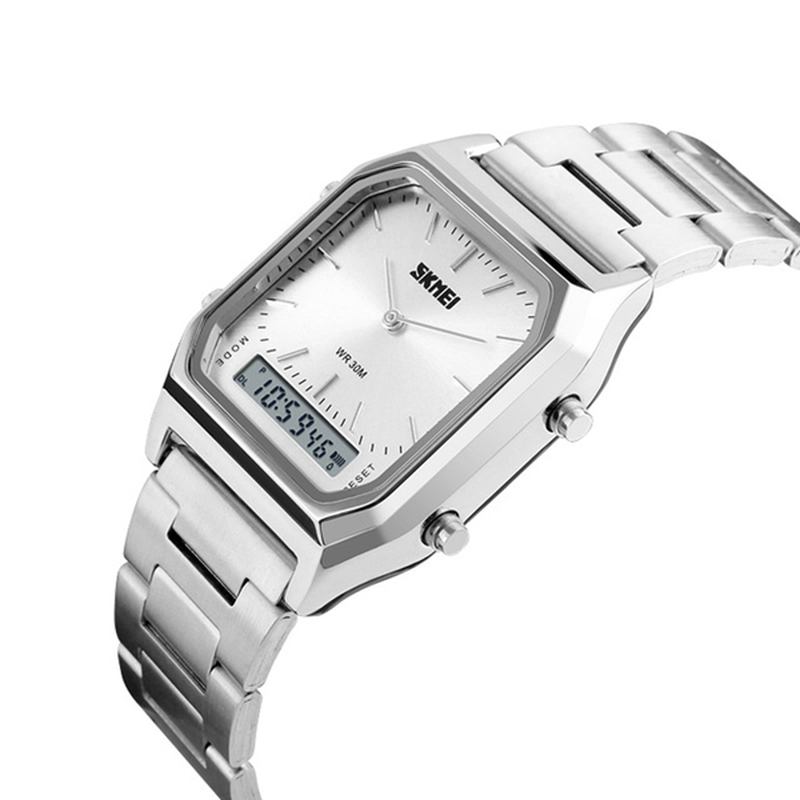 Fodral 30m Vattentät Lysande Business Klassisk Quartz Digital Dual Display Watch