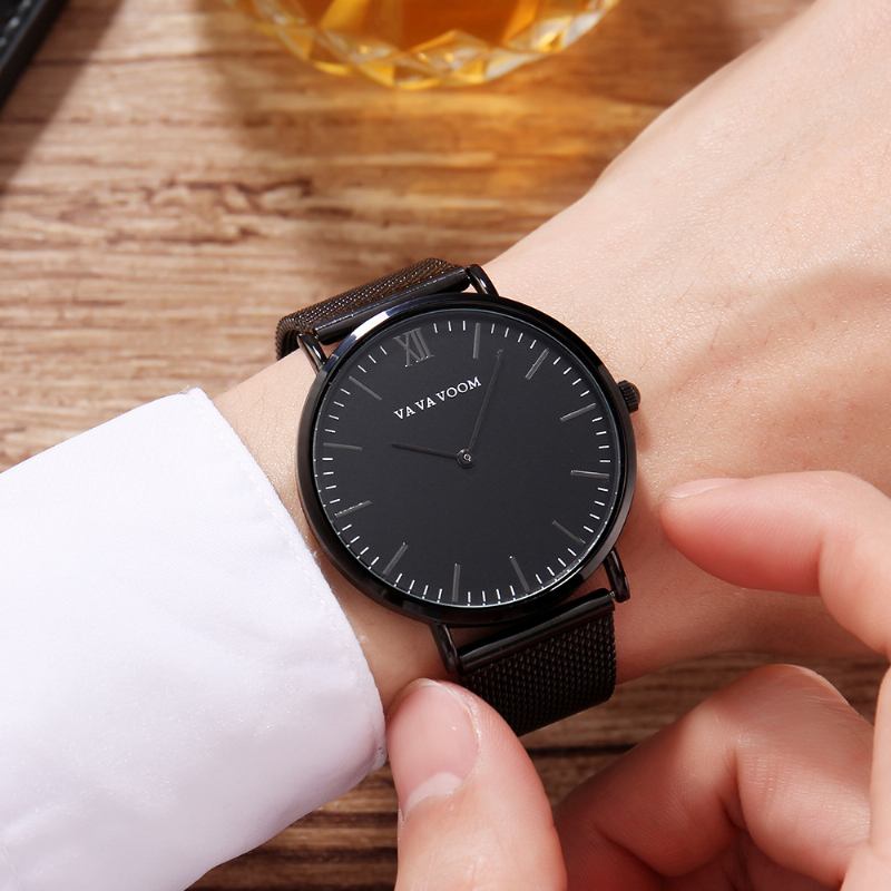 Full Steel Casual Style Quartz Watch Ultra Thin Herr Armbandsur