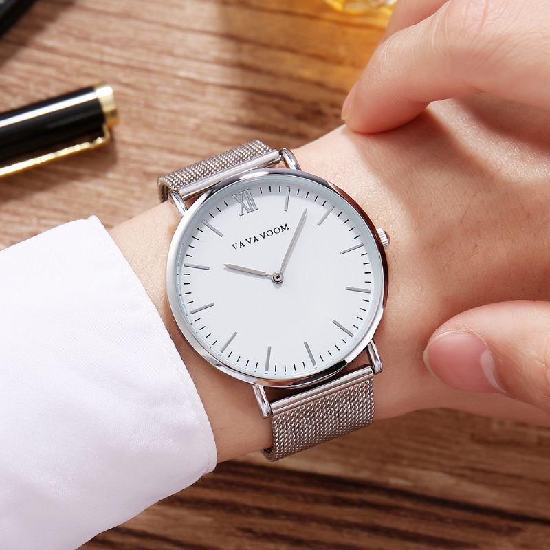 Full Steel Casual Style Quartz Watch Ultra Thin Herr Armbandsur