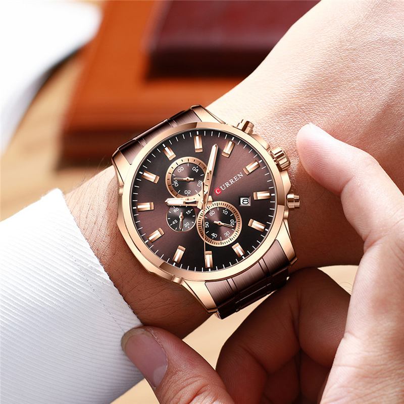 Full Steel Watch Band Quartz Watch Luminous Display Business Herrklocka