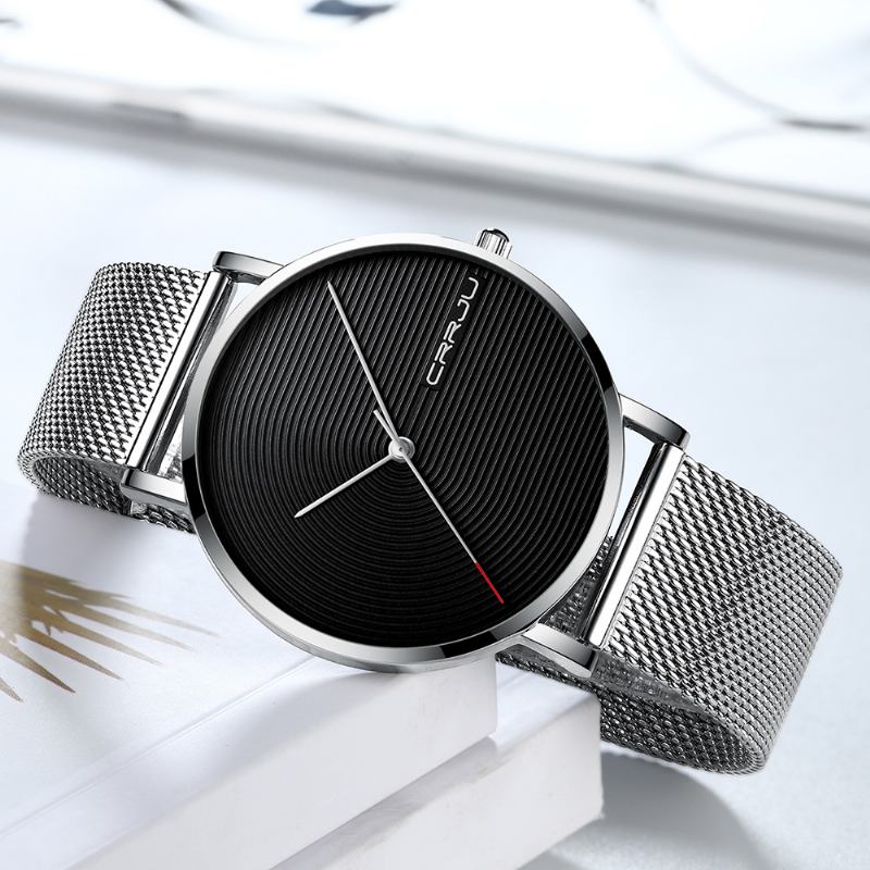 Helt Stålband Modefodral Enkel Blå Urtavla Män Watch Quartz Watch