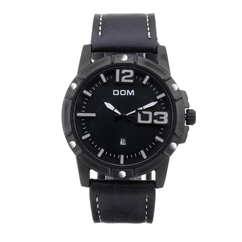 Herr Lyx Sport Armbandsur Herrklocka Läderrem Business Vattentät Quartz Watch