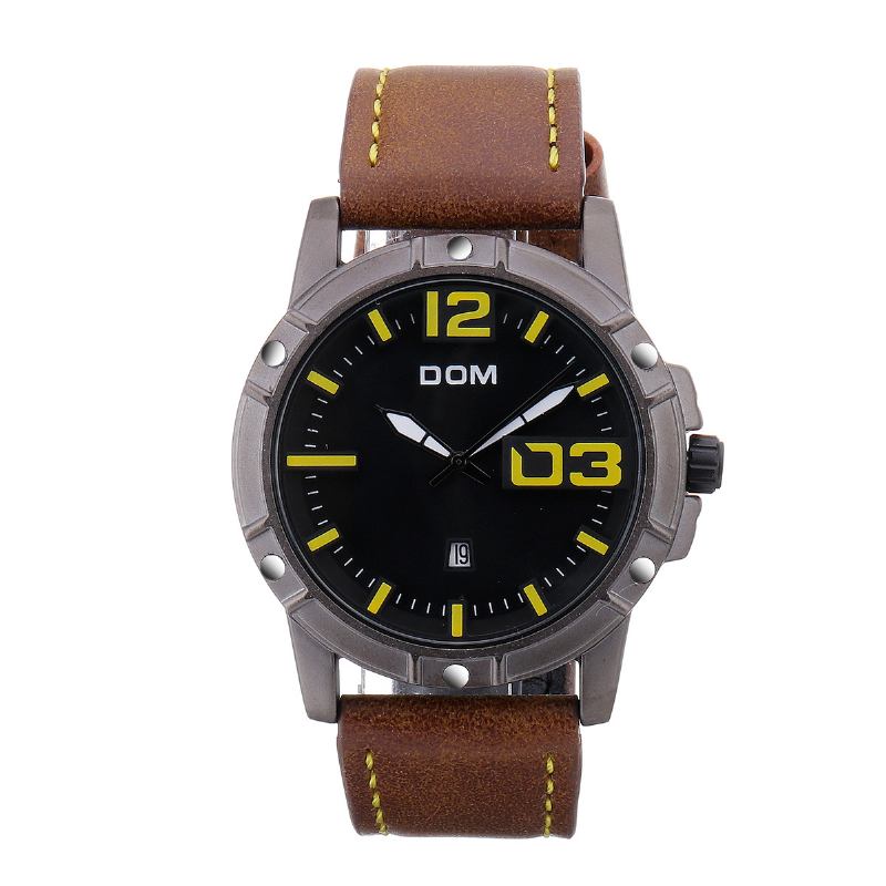 Herr Lyx Sport Armbandsur Herrklocka Läderrem Business Vattentät Quartz Watch