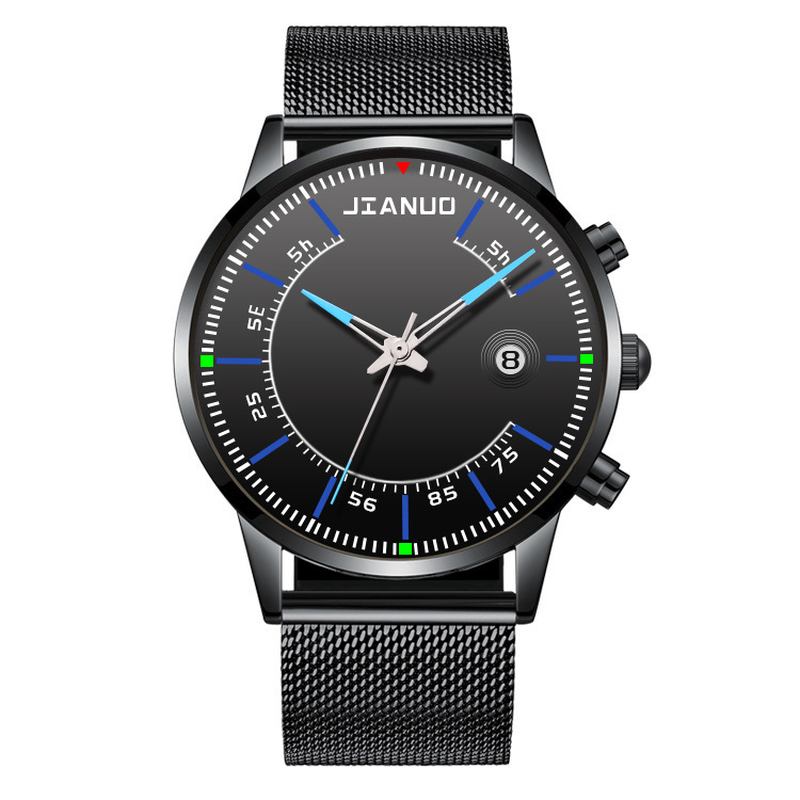 Herrklocka Sport Business Vattentät Lysande Kalender Mesh Bälte Quartz Watch