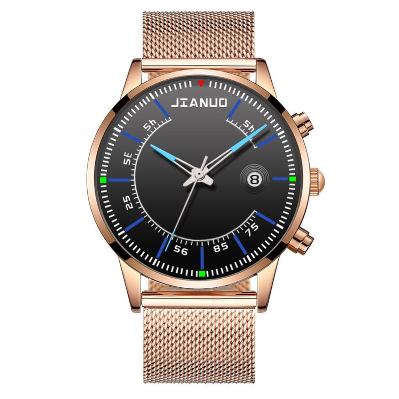 Herrklocka Sport Business Vattentät Lysande Kalender Mesh Bälte Quartz Watch