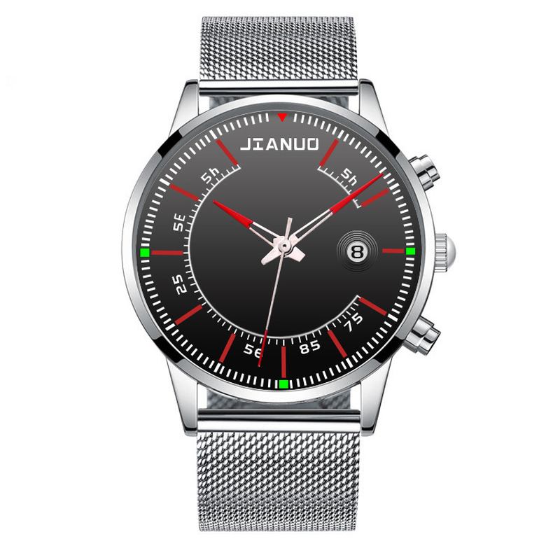 Herrklocka Sport Business Vattentät Lysande Kalender Mesh Bälte Quartz Watch