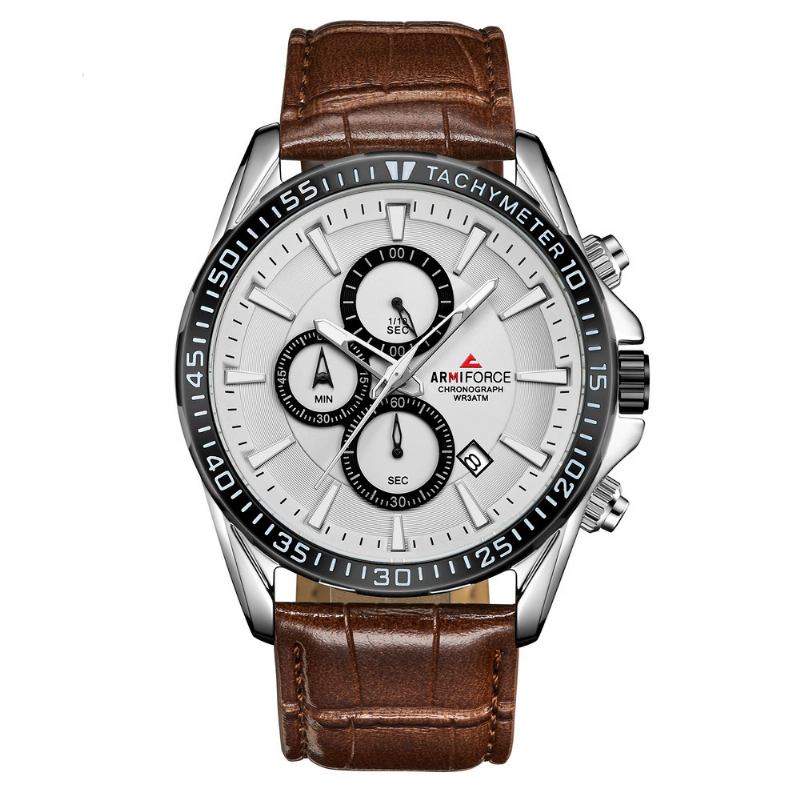 Kalender Casual Sport Herrklockor Vattentät Datumvisning Quartz Watch