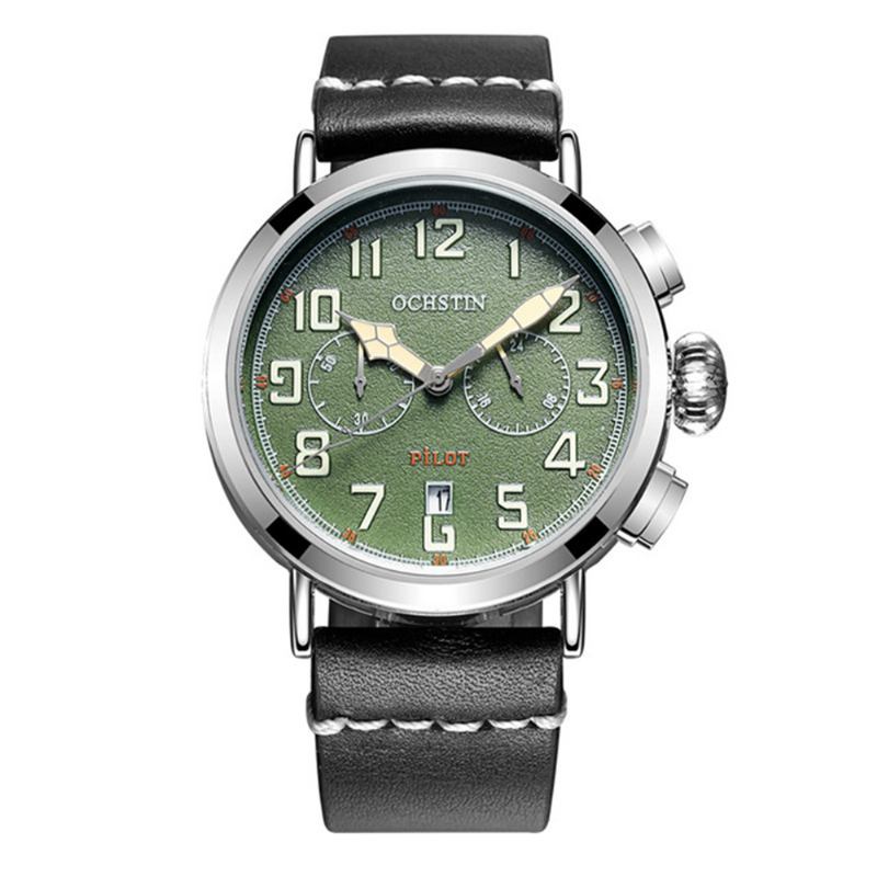 Kalender Casual Style Herr Armbandsur Läderrem Elegant Quartz Watch