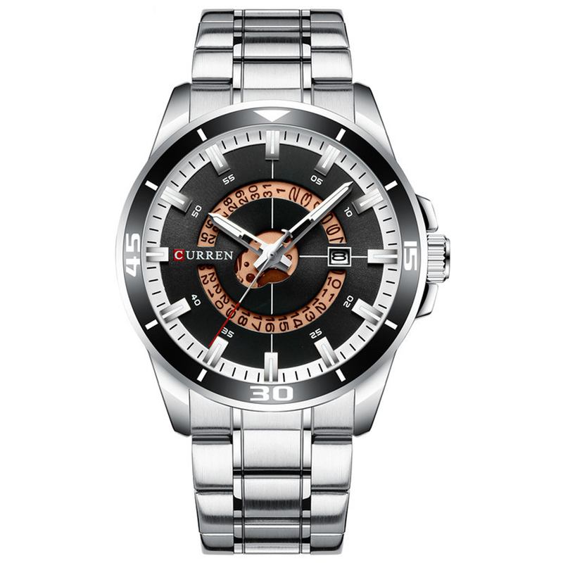 Kalender Full Steel Business Style Herrklocka Vattentät Quartz Watch