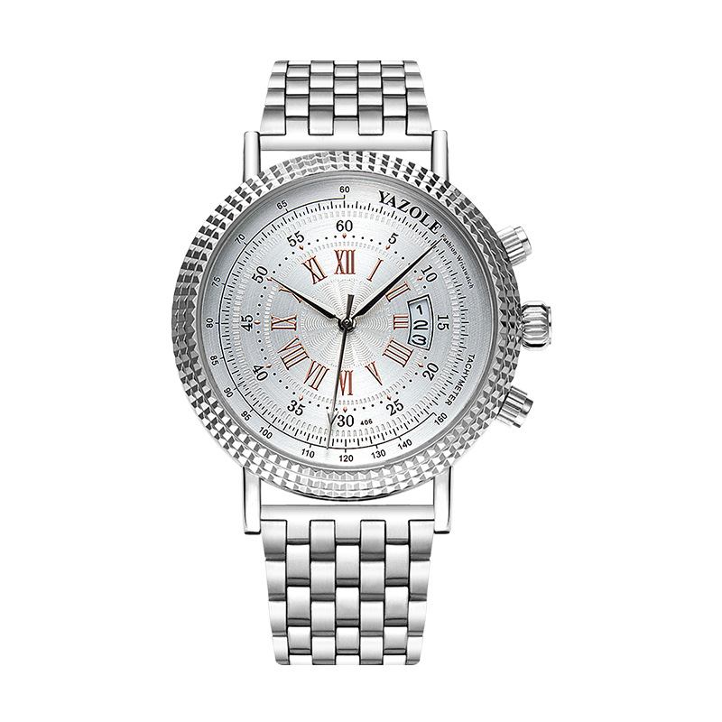 Läderrem Romerska Siffror Crystal Dial Mode Män Quartz Watch