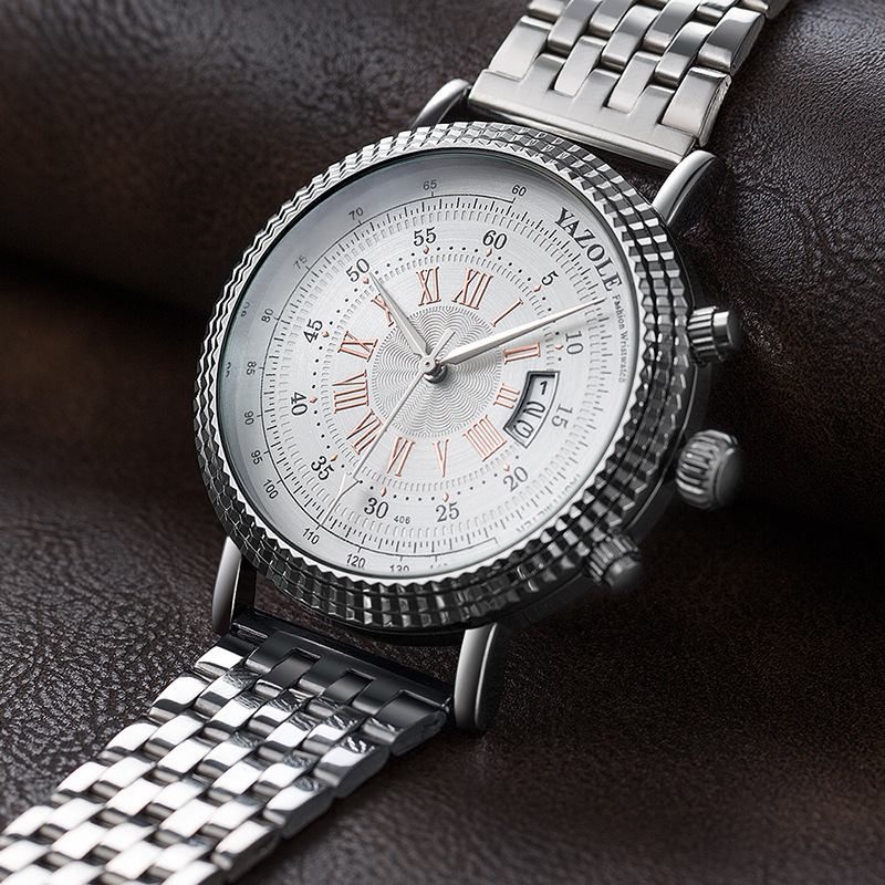 Läderrem Romerska Siffror Crystal Dial Mode Män Quartz Watch