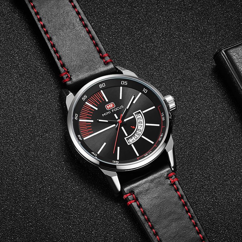 Läderrem Vattentät Military Herr Watch Quartz Watch