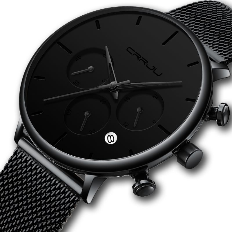 Män Enkel Atmosfärisk Urtavla Färg Design Nål Full Mesh Stål Band Quartz Watch