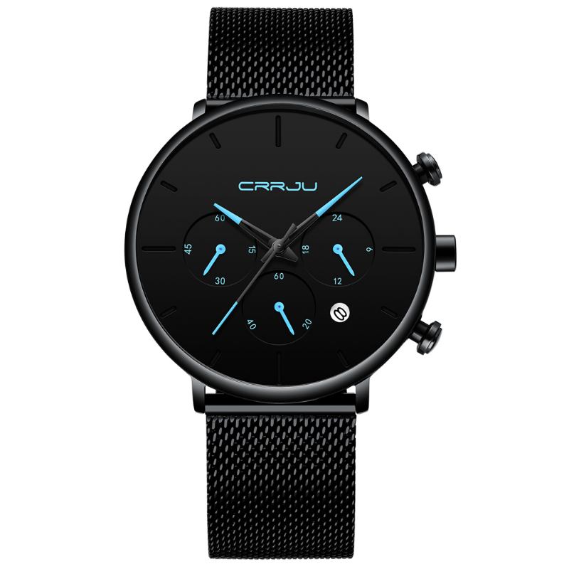 Män Enkel Atmosfärisk Urtavla Färg Design Nål Full Mesh Stål Band Quartz Watch