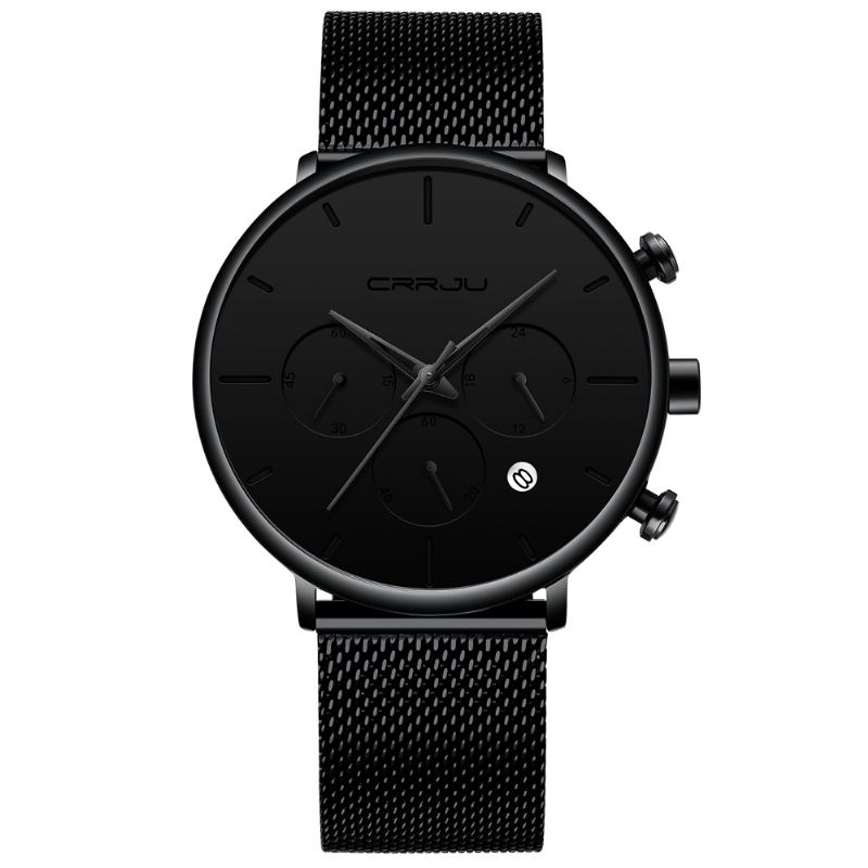 Män Enkel Atmosfärisk Urtavla Färg Design Nål Full Mesh Stål Band Quartz Watch