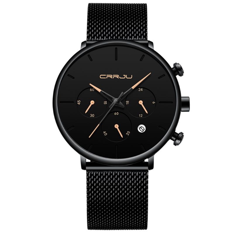 Män Enkel Atmosfärisk Urtavla Färg Design Nål Full Mesh Stål Band Quartz Watch