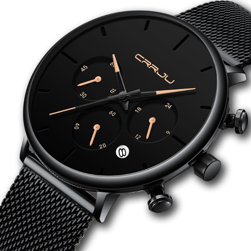 Män Enkel Atmosfärisk Urtavla Färg Design Nål Full Mesh Stål Band Quartz Watch