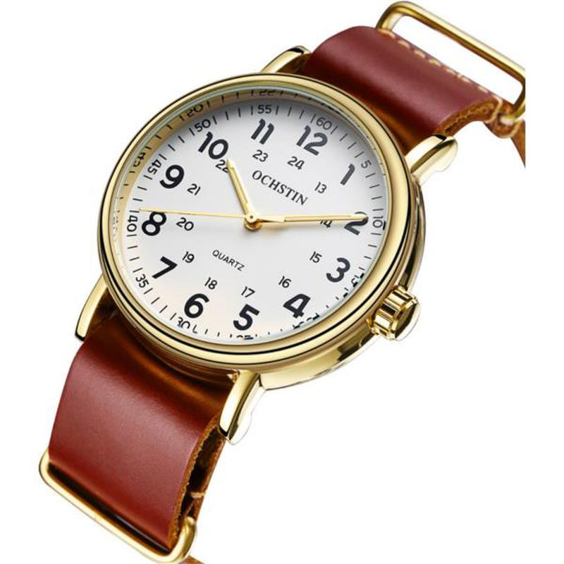 Män Quartz Watch Casual Läderrem Business Watch