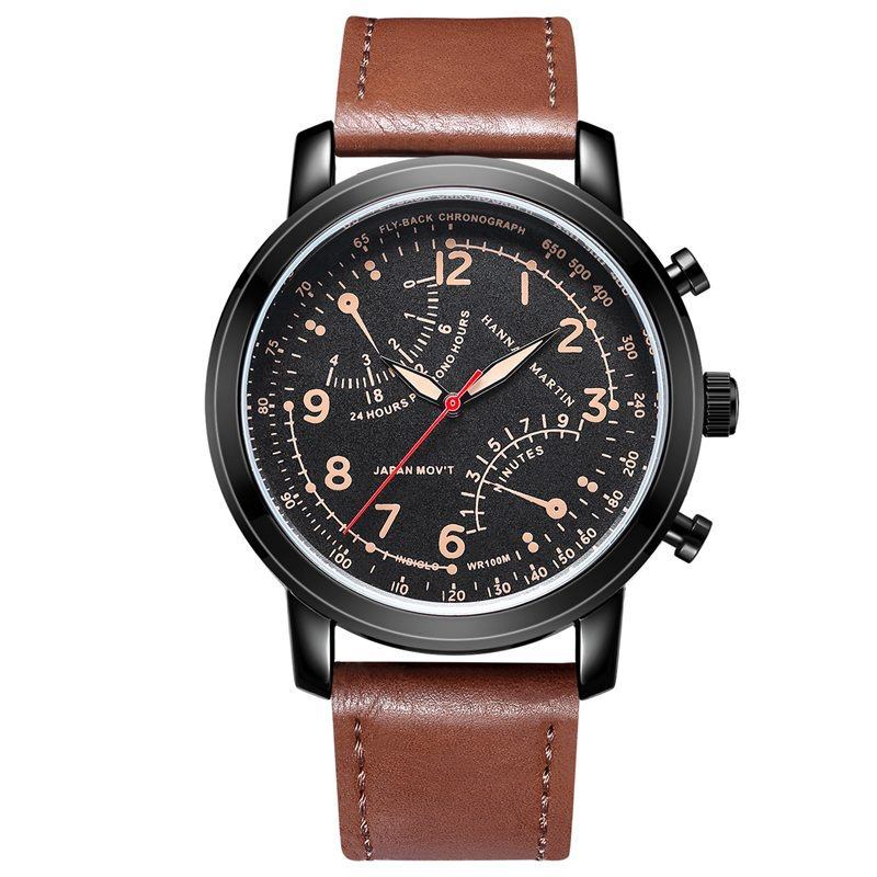 Män Relogio Masculino Läderband Dekorativ Liten Urtavla Quartz Watch