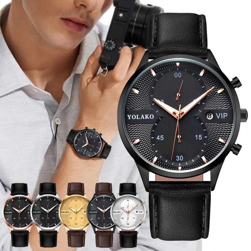 Mode Casual Business Pu Läder Enkelt Bälte Quartz Watch För Män