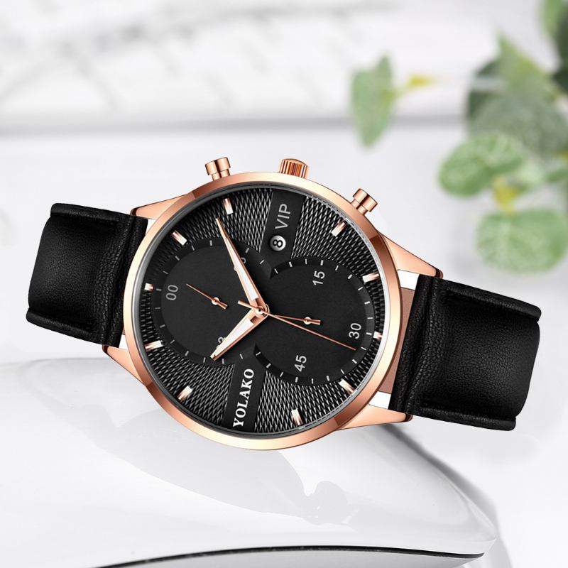 Mode Casual Business Pu Läder Enkelt Bälte Quartz Watch För Män