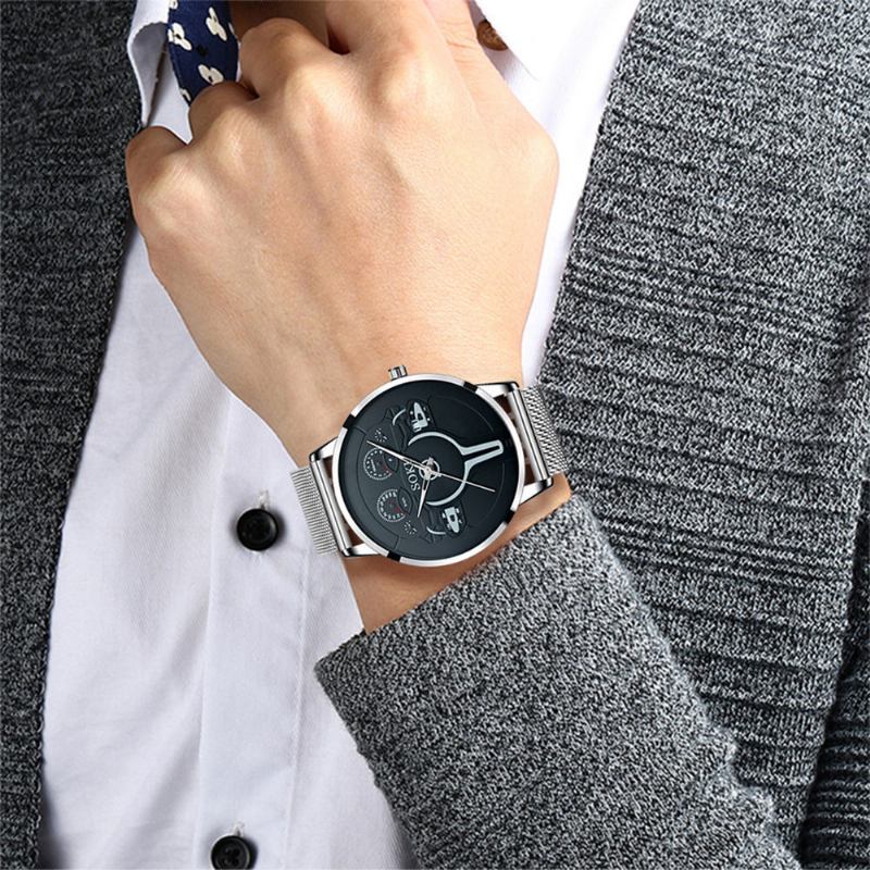 Mode Casual Herr Business Watch Dekorerad Pointer Calendar Quartz Watch