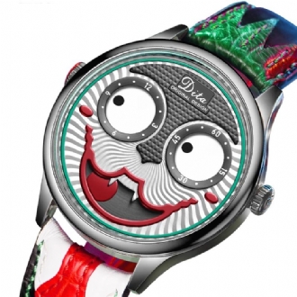 Mode Creative Joker Dial Läder/rostfritt Stål Armband Personlighet Män Quartz Watch