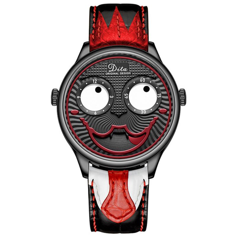 Mode Creative Joker Dial Läder/rostfritt Stål Armband Personlighet Män Quartz Watch