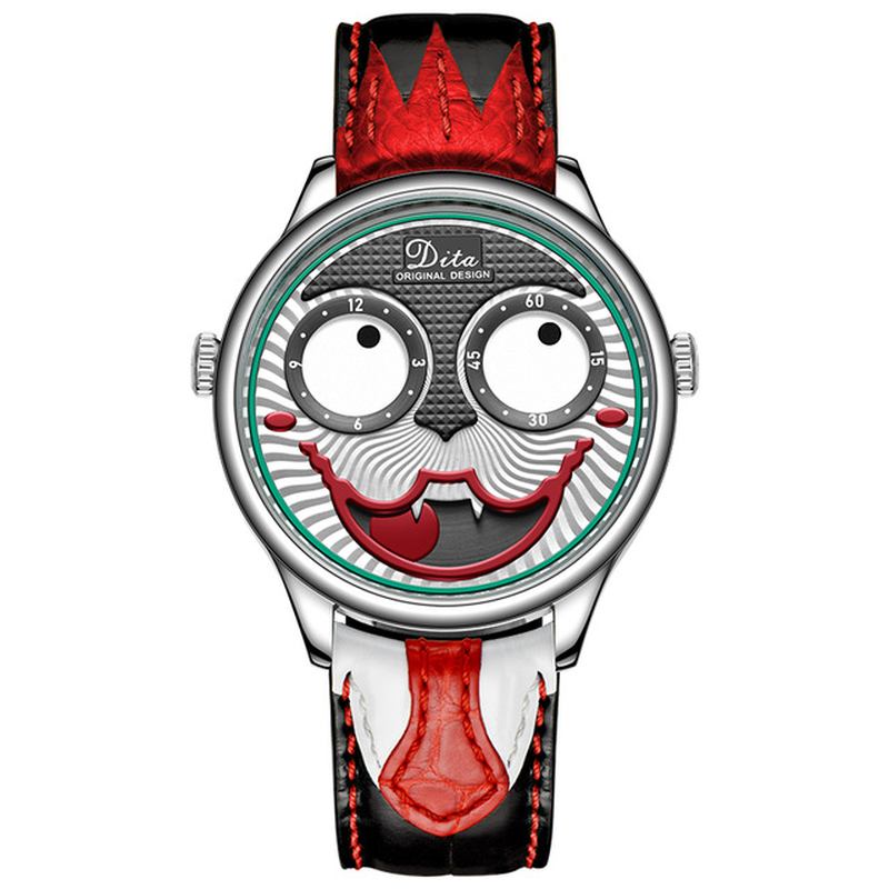 Mode Creative Joker Dial Läder/rostfritt Stål Armband Personlighet Män Quartz Watch