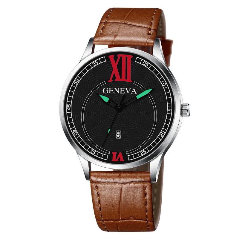 Mode Elegant Business Casual Sport Bälte Pu Läder Band Män Quartz Watch