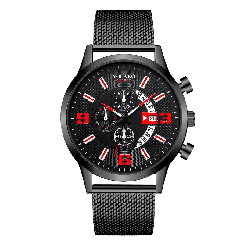 Mode Elegant Business Watch Dekorerad Pointer Calendar Quartz Watch