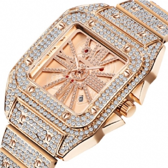 Mode Elegant Quartz Watch Diamond Cool Herr Watch Square Urtavla Form Quartz Watch