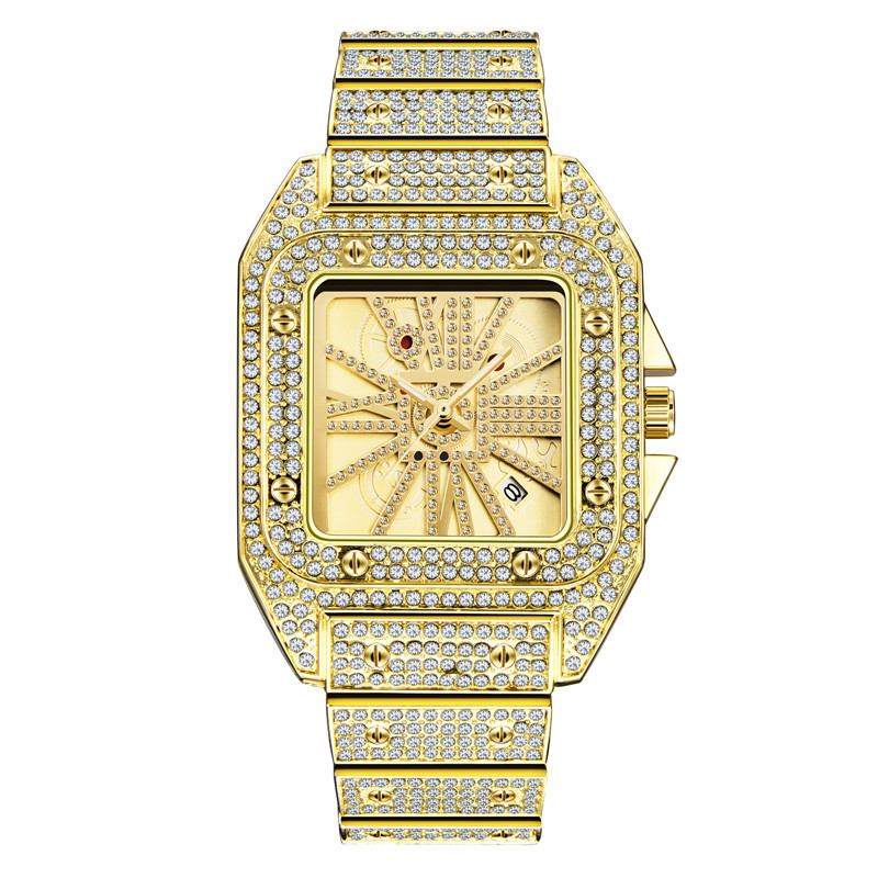 Mode Elegant Quartz Watch Diamond Cool Herr Watch Square Urtavla Form Quartz Watch