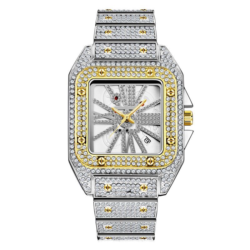 Mode Elegant Quartz Watch Diamond Cool Herr Watch Square Urtavla Form Quartz Watch