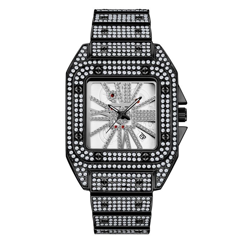 Mode Elegant Quartz Watch Diamond Cool Herr Watch Square Urtavla Form Quartz Watch