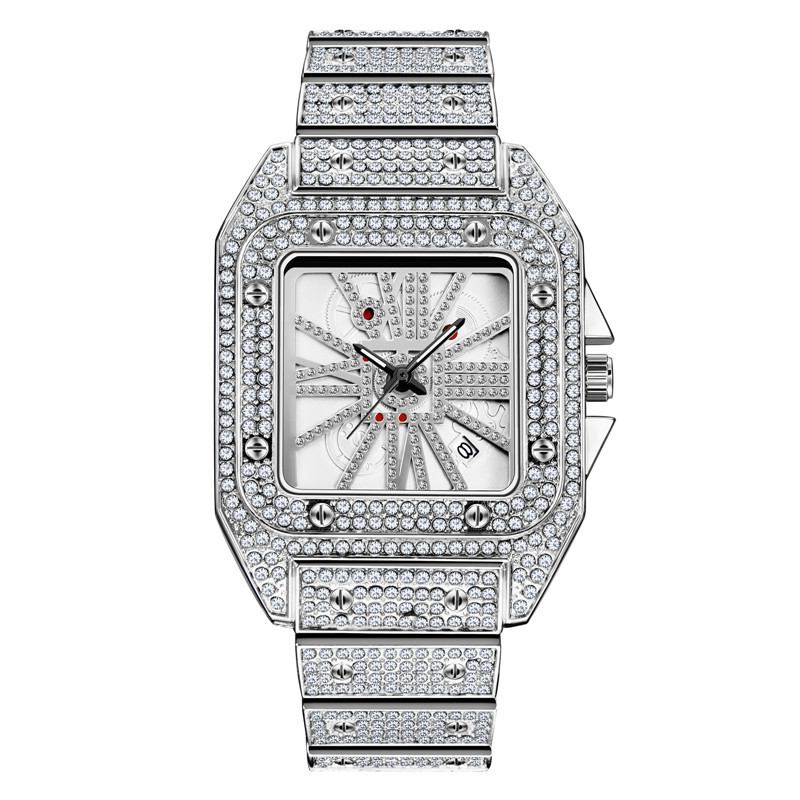 Mode Elegant Quartz Watch Diamond Cool Herr Watch Square Urtavla Form Quartz Watch