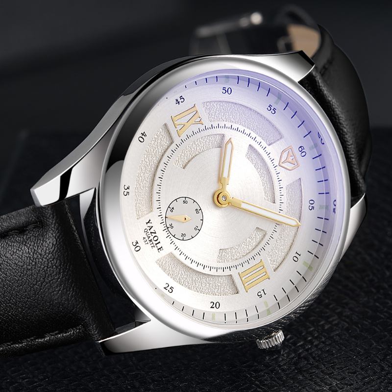 Mode Läderrem Lysande Display Herrklocka Quartz Watch