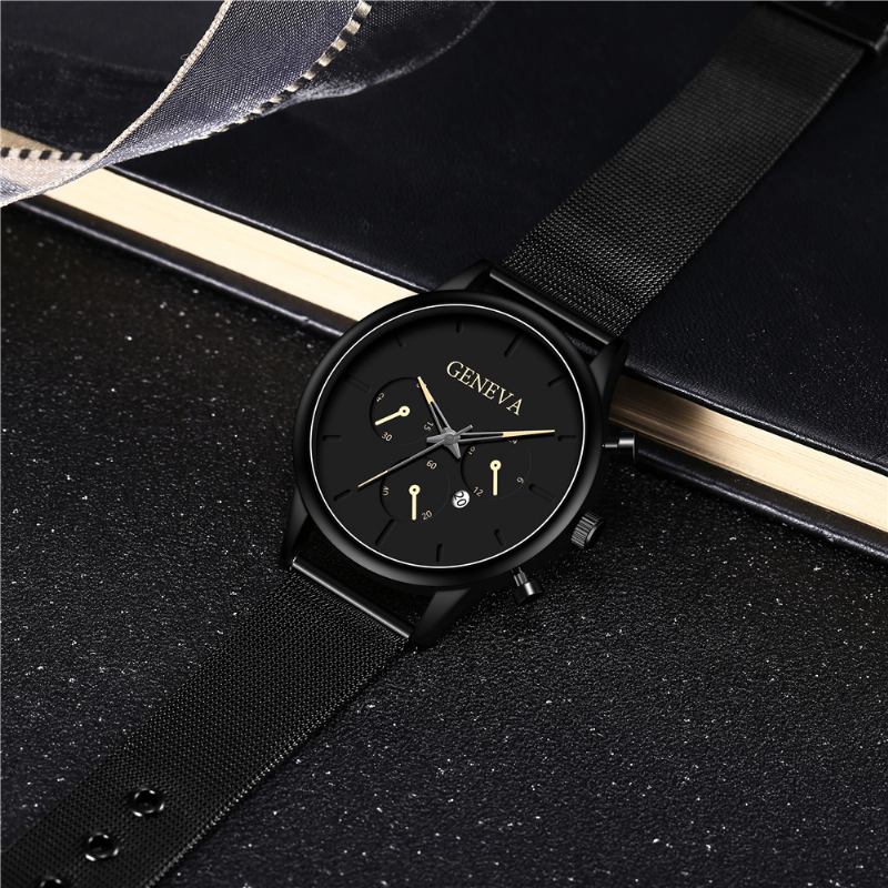 Mode Män Business Watch Dekorerad Pointer Calendar Quartz Watch