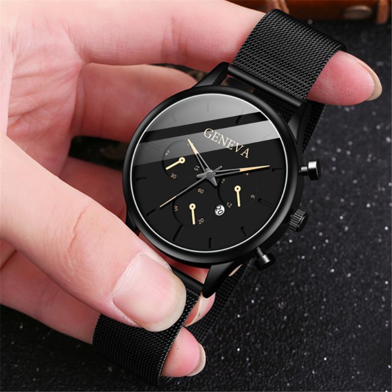 Mode Män Business Watch Dekorerad Pointer Calendar Quartz Watch