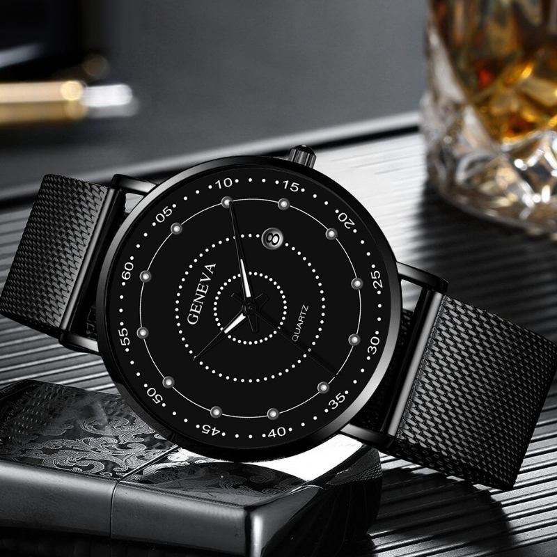 Mode Män Business Watch Dekorerad Pointer Luminous Quartz Watch