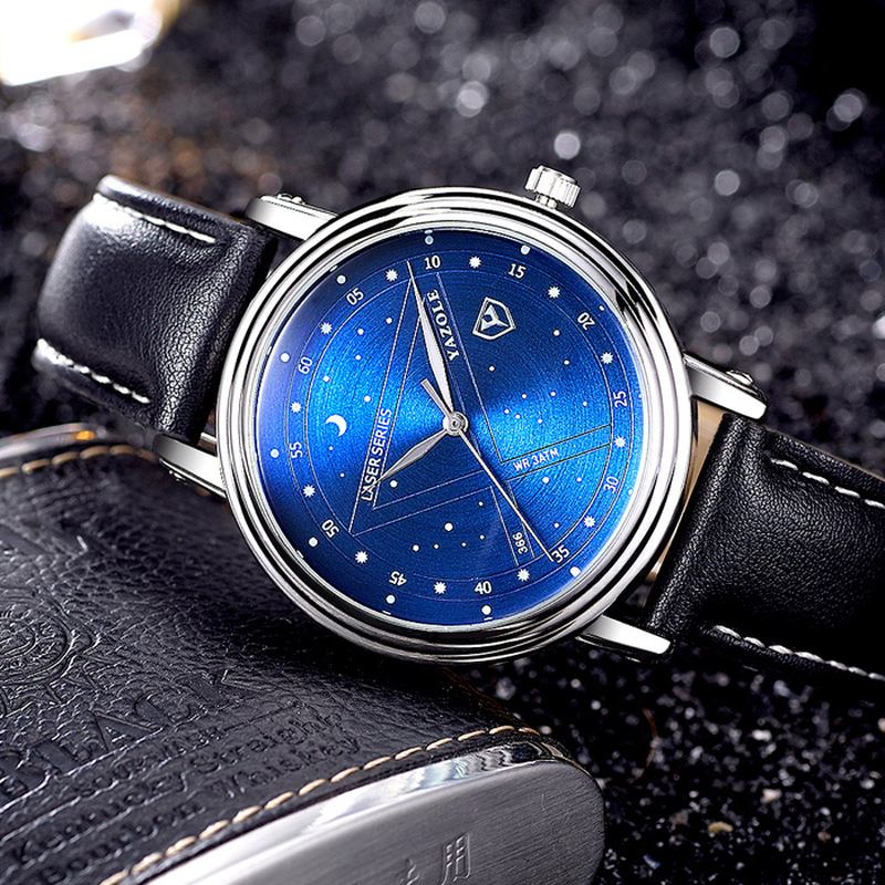 Mode Män Quartz Watch Casual Stars Pattern Dial Armbandsur