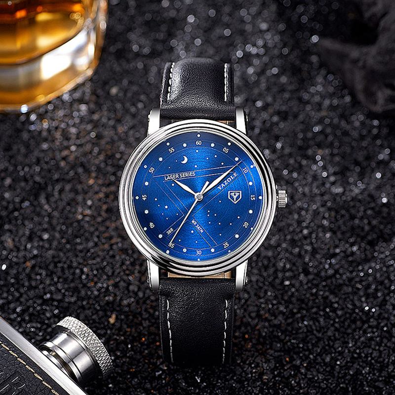 Mode Män Quartz Watch Casual Stars Pattern Dial Armbandsur