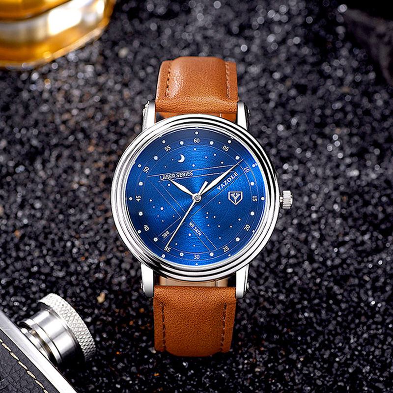 Mode Män Quartz Watch Casual Stars Pattern Dial Armbandsur