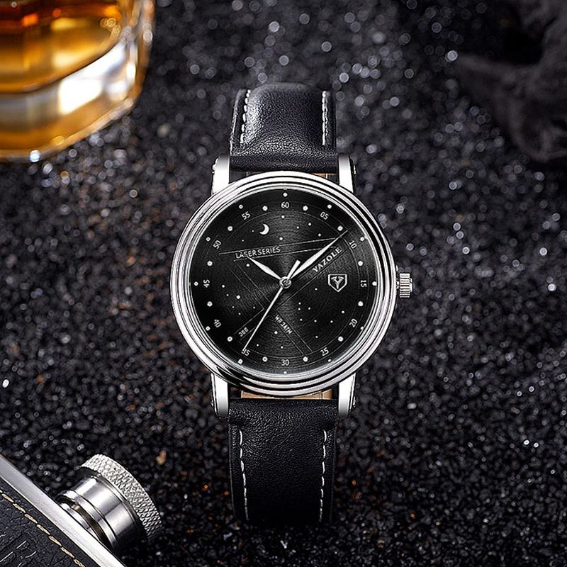 Mode Män Quartz Watch Casual Stars Pattern Dial Armbandsur