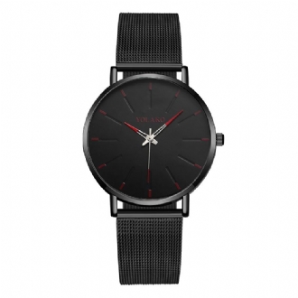 Mode Mesh Stålrem Causal Style Enkel Dial Herrklocka Quartz Watch