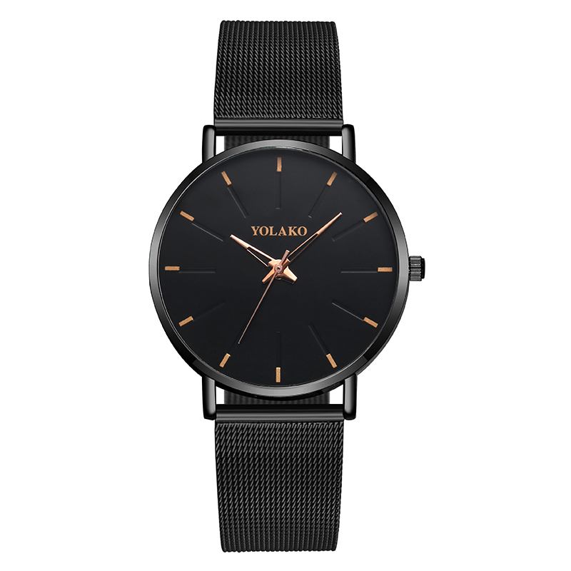 Mode Mesh Stålrem Causal Style Enkel Dial Herrklocka Quartz Watch